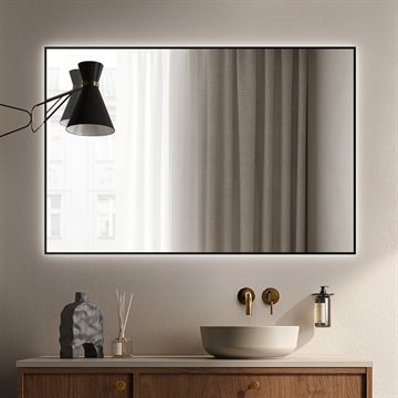 FRIDA LED-Spejl med baggrundslys, Sort, 1200x80 cm